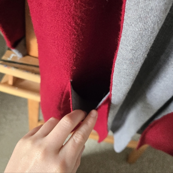 Oliver Red and Gray Open Front Wool Blend Coat - Picture 4 of 9